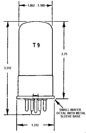 6SJ7GT Glass Tube Physical Dimensions